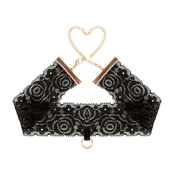 Мереживні наручники та комір Rosy Gold — Lace Cuffs and Collar — Black Sex Aura | Зображення 4