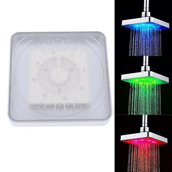 Лейка насадка для душа с LED подсветкой RGB светодиодная, квадратная 150 мм LED Shower head AND XL-902 | Зображення 4