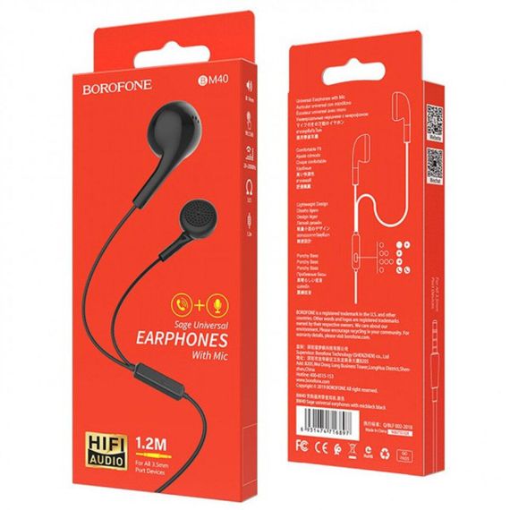 Навушники BOROFONE BM40 Sage universal earphones with mic Black | Зображення 3