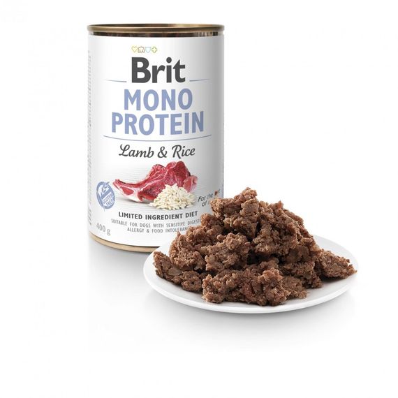 Корм вологий Brit Mono Protein Lamb and Rice для собак з ягнятиною та рисом 400 г | Зображення 1