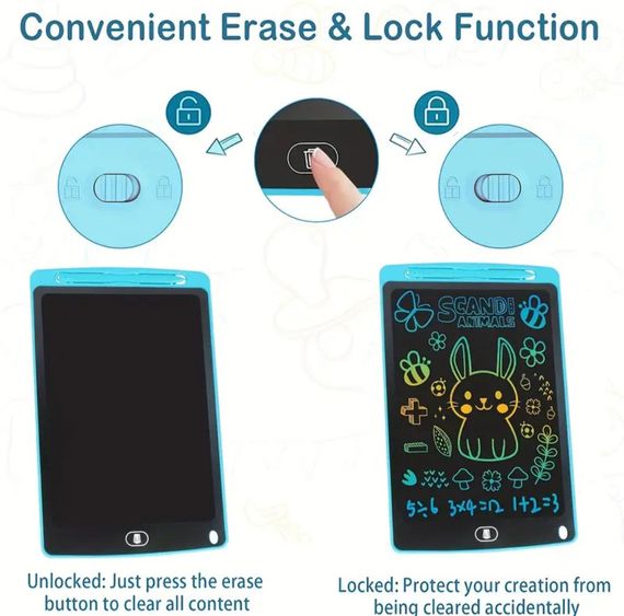 8.5 дюйма кольоровий РК-планшет для письма, дитячий блокнот для малювання графіті, планшет для малювання. Синій | Зображення 5