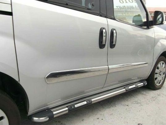 Молдинг дверний (4 шт., нерж.) OmsaLine - Італійська нержавійка для Fiat Doblo III 2010-2022 рр