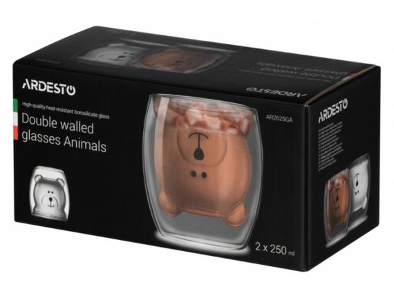 Набір склянок з подвійним дном Ardesto Animals AR-2625-GA 250 мл 2 шт | Зображення 6