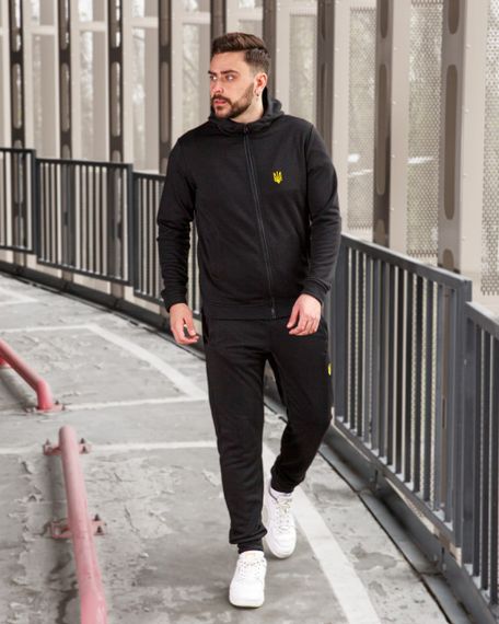 Мужской спортивный костюм двойка с Тризубом BD0062 размер L, цвет черный | Зображення 3