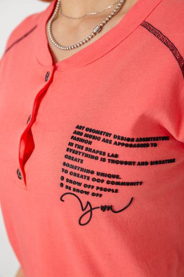 Пижама женская с принтом  -уценка, цвет коралловый, 243R0004-P8-U-3 | Зображення 4