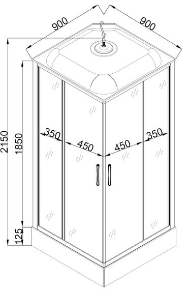 Душовий бокс BRAVO NIDA L90GBB (L90B), квадратний | Зображення 2