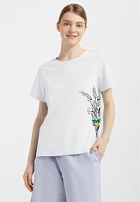 Футболка жіноча біла з принтом "Колоски", 2XL