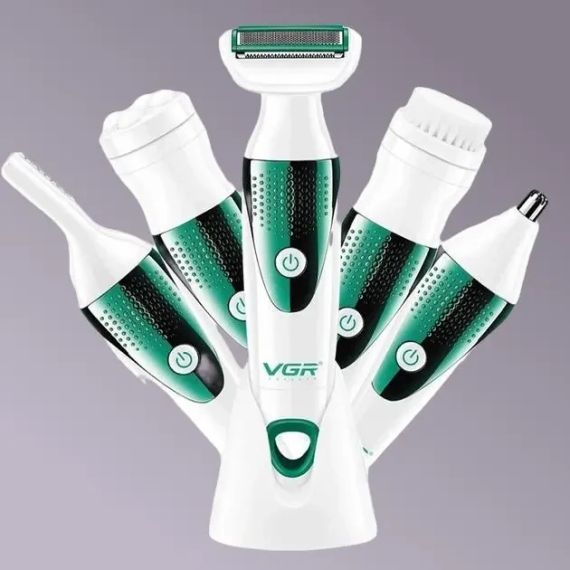 Универсальный женский набор по уходу VGR V-720 (5 в 1, с насадками, электробритва, щетка, массажер) | Зображення 3