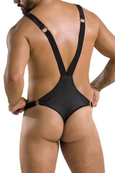 Мужское боди с люверсами Passion 028 HARRY S/M Black, экокожа, на лямках sexstyle | Зображення 1
