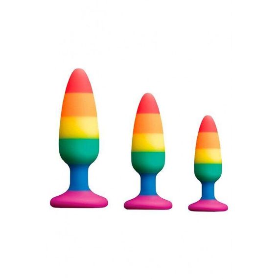 Анальная пробка Wooomy Hiperloo Silicone Rainbow Plug M, Радуга | Зображення 3