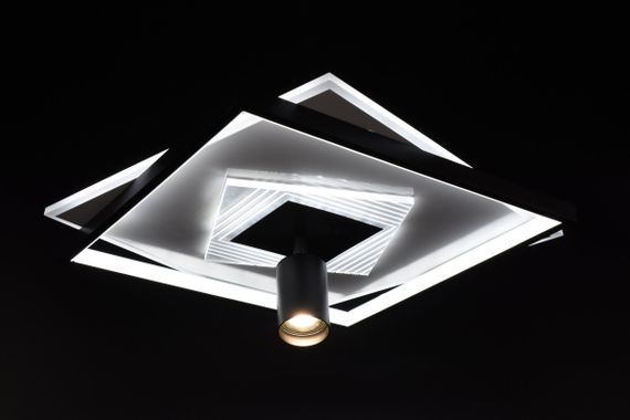 Люстра світлодіодна стельова LED світильник для квартири на стелю лед з пультом 26565 Чорний 10х46х46 см. | Зображення 3