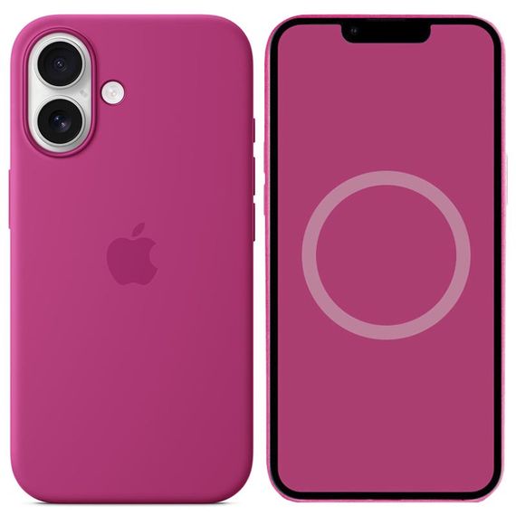 Чехол Silicone case (AAA) full with Magsafe and Animation для Apple iPhone 16 (6.1") Fuchsia
