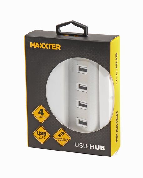 Хаб USB 2.0 Type-A HU2A-4P-01 на 4 порти, метал, сріблястий | Зображення 3