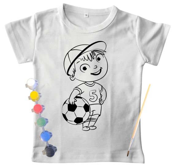 Дитячий набір для творчості футболка розмальовка Футболіст біла (ДФ0016) 98