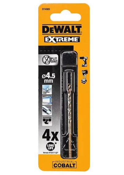 Свердло по металу DeWalt EXTREME INDUSTRIAL COBALT HSS-CO 4.5 мм (DT4905)