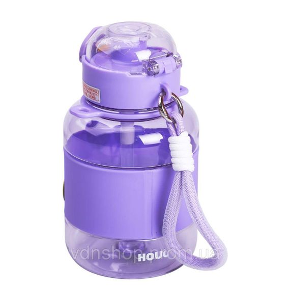 Пляшка для води дитяча з трубочкою 680 мл з ручкою та ремінцем Фіолетова HP-14-46V | Зображення 4
