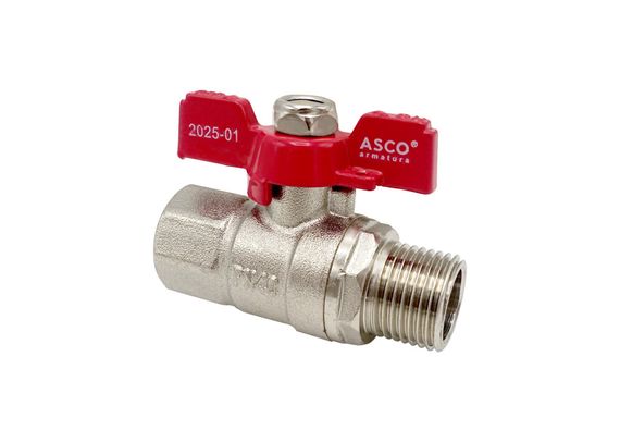 Кран кульовий Nickel PRO PN40 1/2" ЗВ червоний метелик ASCO 1/26 | Зображення 2