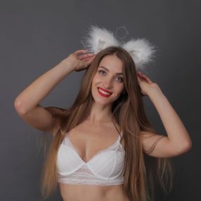 Меховые ушки кошки, Белые OKOVA sexstyle