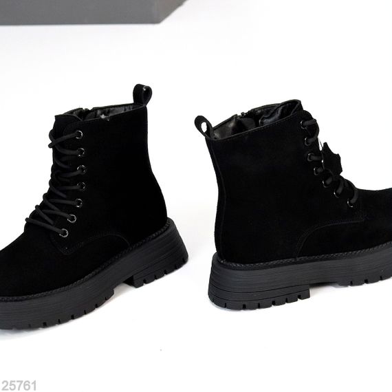 Повсякденні чорні зимові черевики берці натуральна замша доступна ціна | Зображення 5