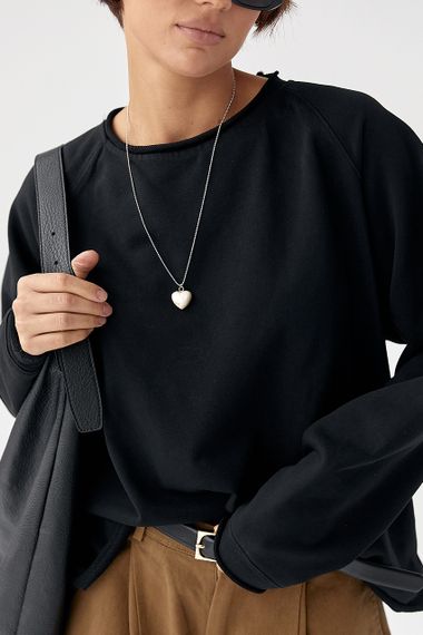 Лонгслів вільного крою з рукавами-реглан - чорний цвет, ONE SIZE (є розміри) | Зображення 3