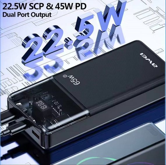 Повербанк з швидкою зарядкою AWEI P109K 30000mAh 65W (47191-P109K_1861) | Зображення 5