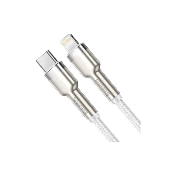 Дата кабель USB-C to Lightning 2.0m Cafule Metal PD 20W white Baseus (CATLJK-B02) | Зображення 1