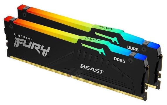 Пам&#039;ять ПК Kingston DDR5 64GB KIT (32GBx2) 5200 FURY Beast RGB KF552C40BB2AK2-64 | Зображення 1