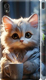 Чохол на Sony Xperia M4 Aqua E2312 Білий кіт "5646m-162-2448"