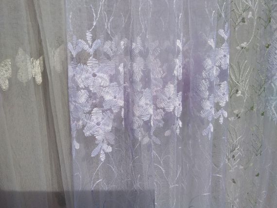 Тюль ромашки, гардини, білий однотонний фатин з вишивкою для спальні, вітальні, дитячої | Зображення 1