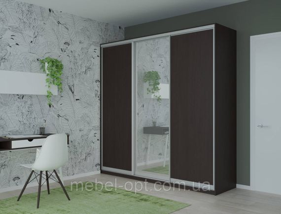 Шафа купе Сіті Лайт Doros Венге 2 ДСП / 1 Дзеркало 225х60х225 (44900020) | Зображення 2