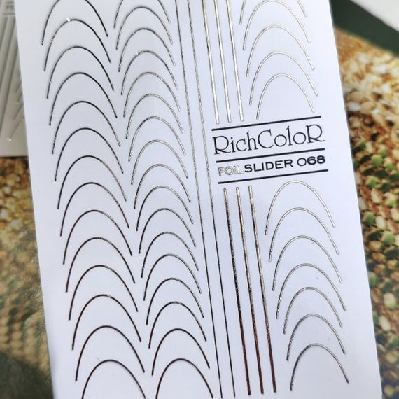 Фольгований слайдер для френча RichColor 068 (золото) на водяній основі (6.5x9.5см)