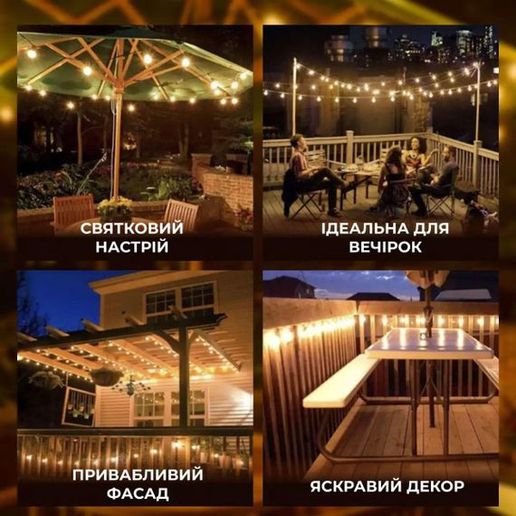 Ретро гірлянда вулична 10 LED лампочок 5 метрів А60 | Зображення 5