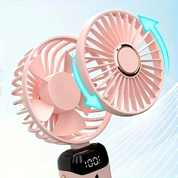 Переносний домашній мінівентилятор з USB-зарядкою, складаний на 90°, цифровий дисплей | Зображення 1