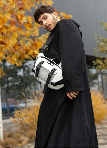 Большая мужская сумка бананка Sambag DynamicDart белая 38 × 21 × 7 см (80411008m) | Зображення 1