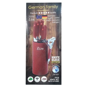 Набор профессиональных кухонных ножей German Family GF-S21 антискользящие покрытие красный (GF-S21_512) | Зображення 3
