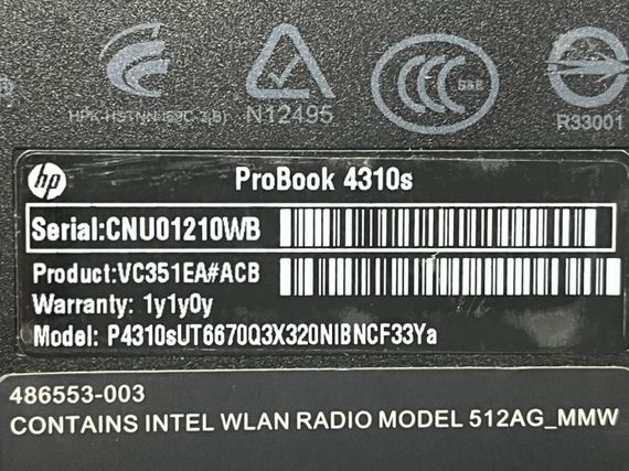 Ноутбук Б-класс HP ProBook 4310s / 13.3" (1366x768) TN / Intel Core 2 Duo T6670 (2 ядра по 2.2GHz) / 4 GB DDR3 / 320 GB HDD / Mobile Intel 4 Series Express / WebCam б/у | Зображення 7
