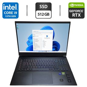 Игровой ноутбук Б-класс HP Omen 17t-cm200 / 17.3" (2560x1440) IPS / Intel Core i9-13900HX (24 (32) ядра по 3.9 - 5.4 GHz) / 16 GB DDR5 / 512 GB SSD / nVidia GeForce RTX 4080, 12 GB GDDR6, 192-bit / WebCam б/у