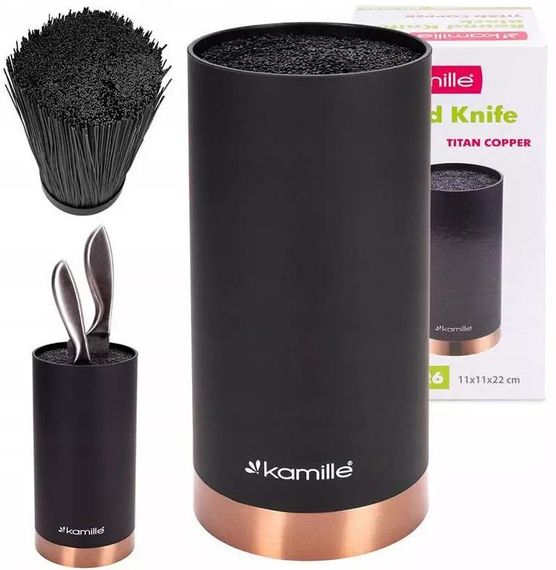 Підставка Kamille Black&Rose, колода для ножів Ø11х22см з поліпропіленовим наповнювачем | Зображення 2