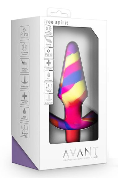 Анальная пробка разноцветная с вибрацией AVANT FREE SPIRIT SCARLET sexstyle | Зображення 1
