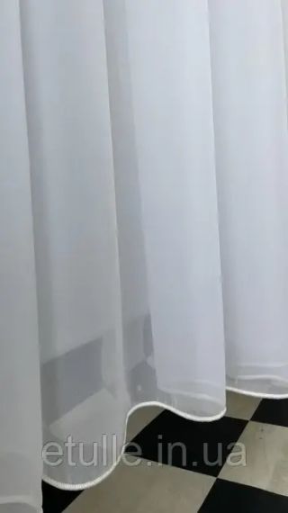 Тюль вуаль однотонный белый шифон с утяжелителем для спальни, комнаты, гостиной | Зображення 5