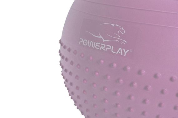 М'яч для фітнесу (фітбол) напівмасажний PowerPlay 4003 Ø65 cm Gymball  Ліловий + помпа | Зображення 1