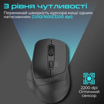 Мышка Promate Samit Wireless Black (samit.black) | Зображення 2