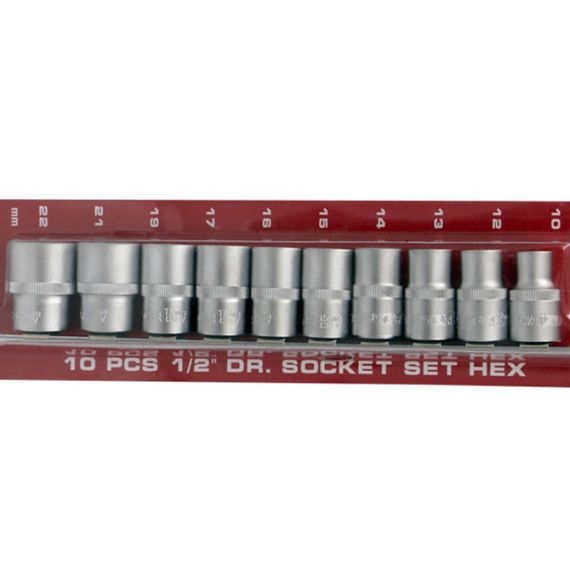 Набір головок шестигранних 1/2" 10 од. CR-V SATINE Haisser 70189 | Зображення 2