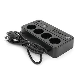 Сетевой фильтр с защитой от перенапряжения G13H, 3000W, 4 Socket + 4 USB 3,2А + 2 Type-C + таймер, 2м, Black, Box
