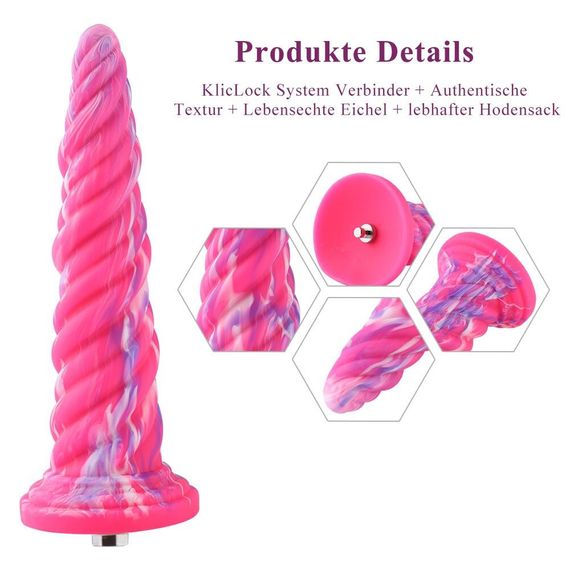 Фантазийный фаллоимитатор 10.12″ для секс-машин Hismith Silicone Dildo rose Monster Series, KlicLok | Зображення 1