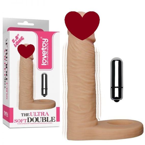 Реалистичная насадка  двойного проникновения с кольцом под мошонку sexstyle