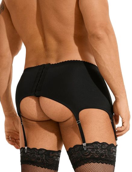 Чоловічий комплект Star Night мереживний пояс з підв'язками і панчохи-сітка, чорний, S sexstyle | Зображення 4