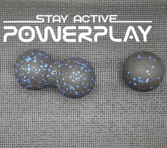 Набор для йоги Паверплей PP_4008 EPP Foam Roller Set роллер + 2 массажных мяча Черно-синий | Зображення 6