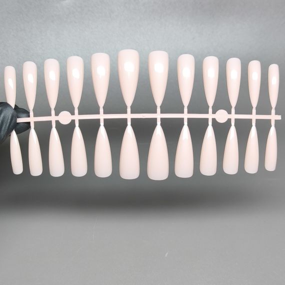 Гелевые типсы для наращивания №2 бежевые 24шт (средний стилет)