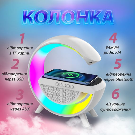 Портативна колонка c RGB-подсветкой Wireless Charger | Зображення 5